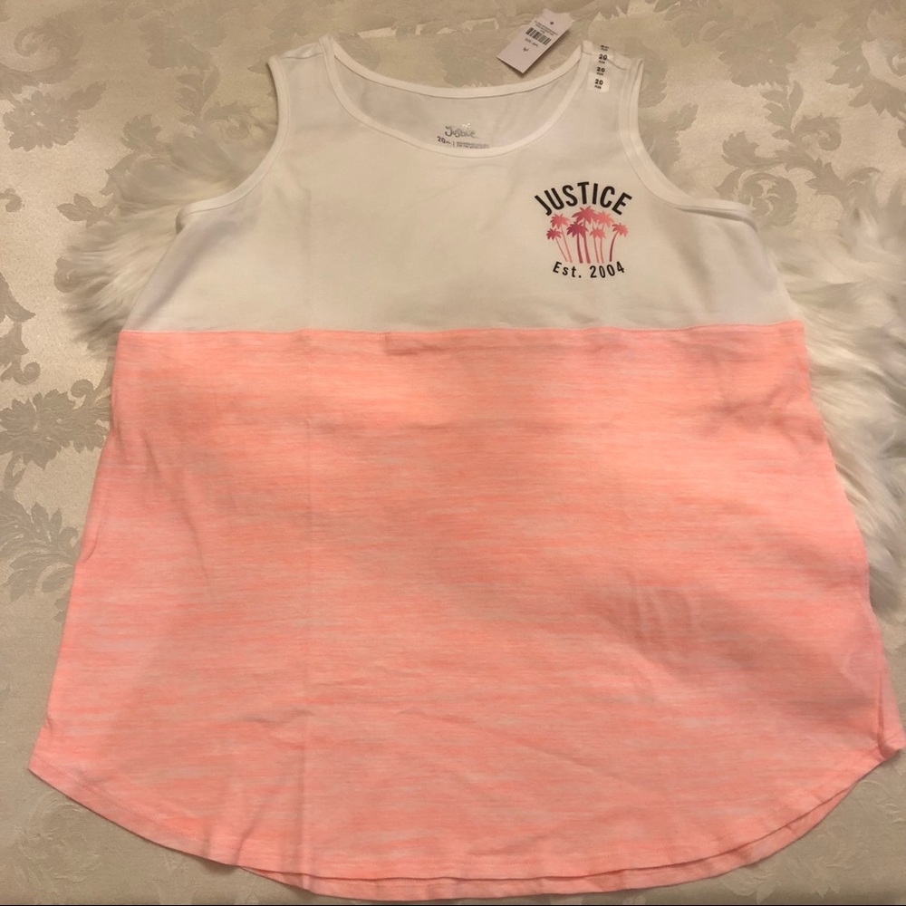 DONATED  NWT JUSTICE GRAPHIC SCOOP NECK TANK TOP🌴size 20 plus🌴